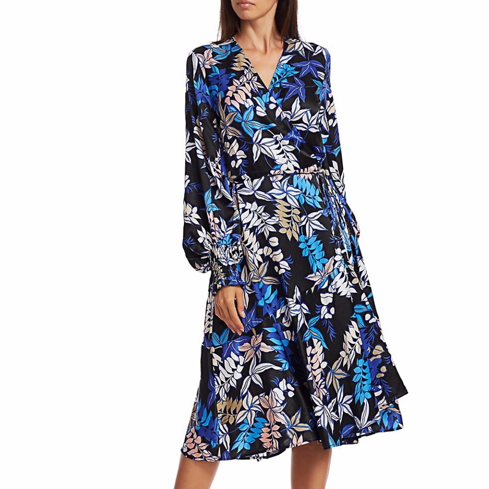 NWT Munthe Jamie Floral Satin Wrap Dress Size 4